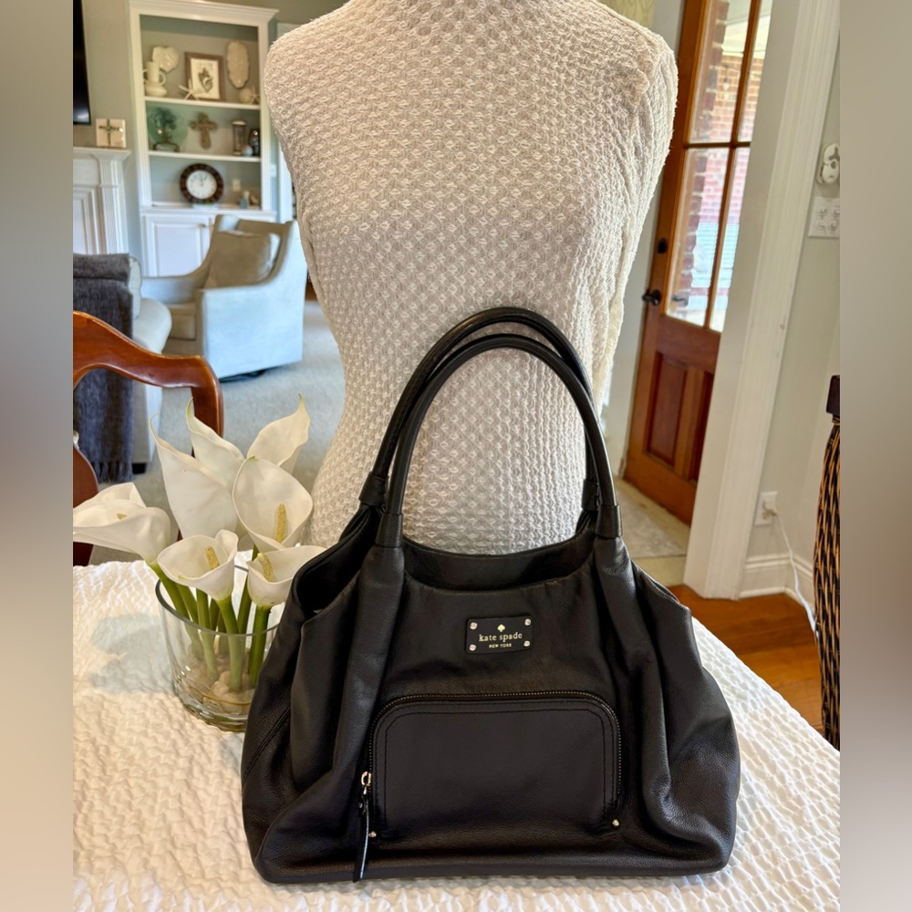 Kate Spade Baxter Street Stevie Black Leather Shoulder Bag Gently Used Clean14x9